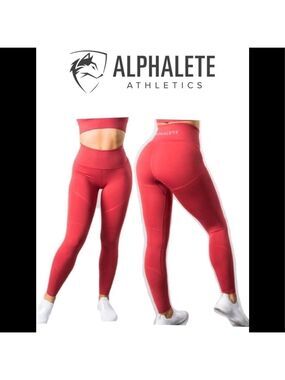 ALPHALETE Revival Leggings Coral Red high waisted Sz XS